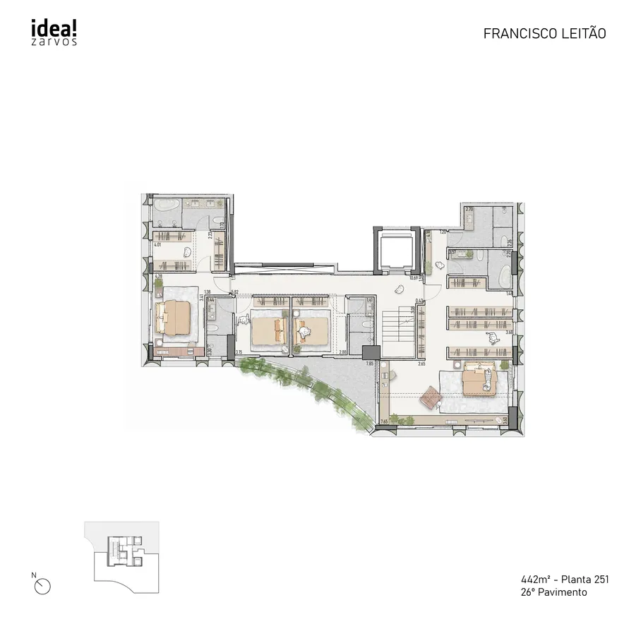Planta Residencial 442 m² 442m² - Planta 251 · 26º Pavimento