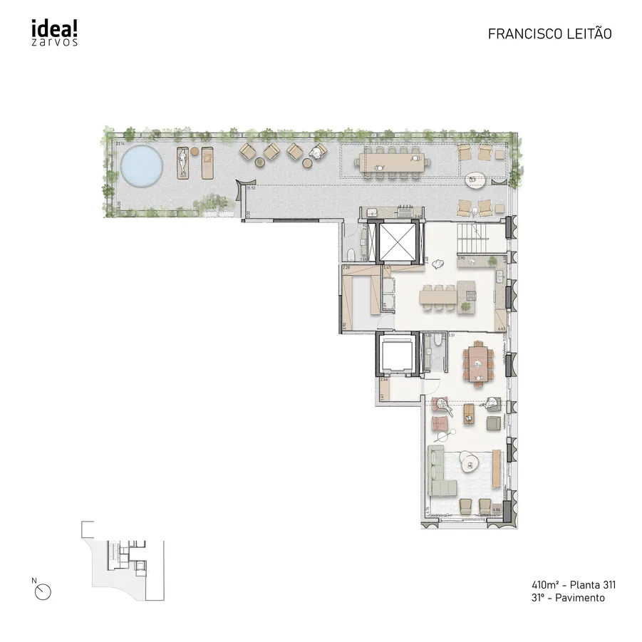 Planta Residencial 410 m² 410m² - Planta 311 · 31º Pavimento