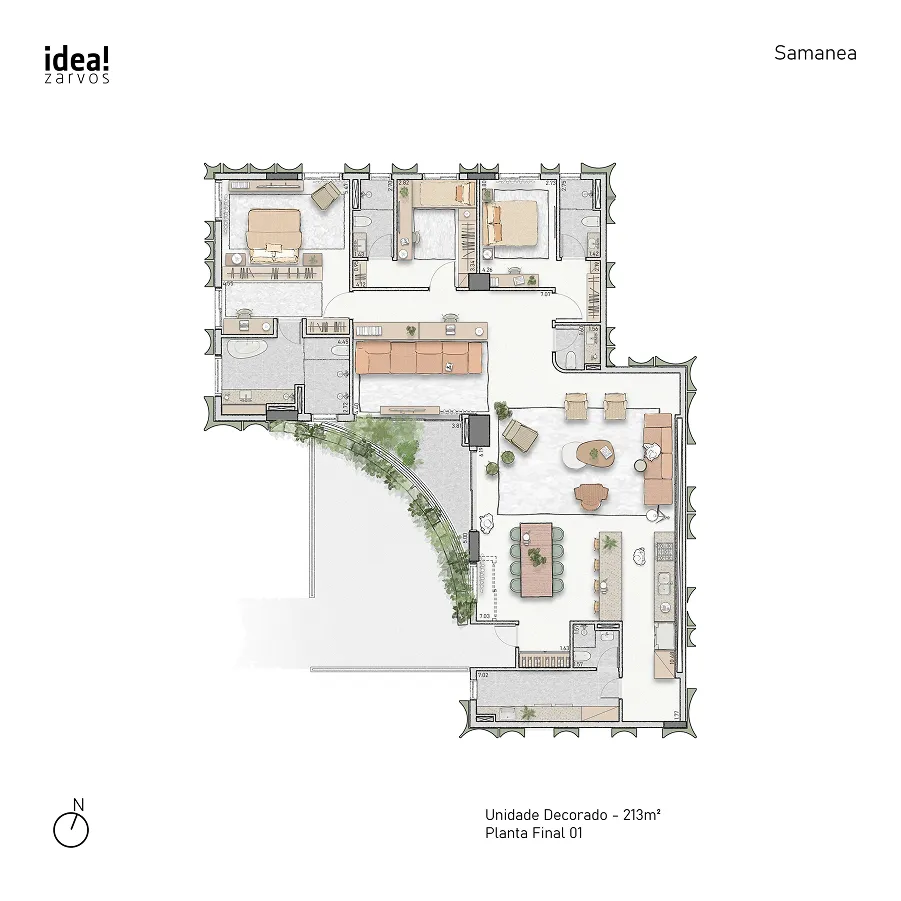 Planta Unidade decorado 213 m² 213m² - Planta Final 01