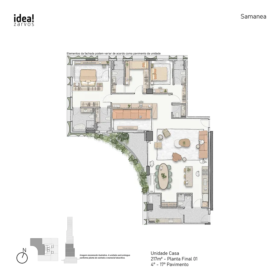 Planta Unidade casa 217 m² 217m² - Planta Final 01 · 4º - 17º Pavimento