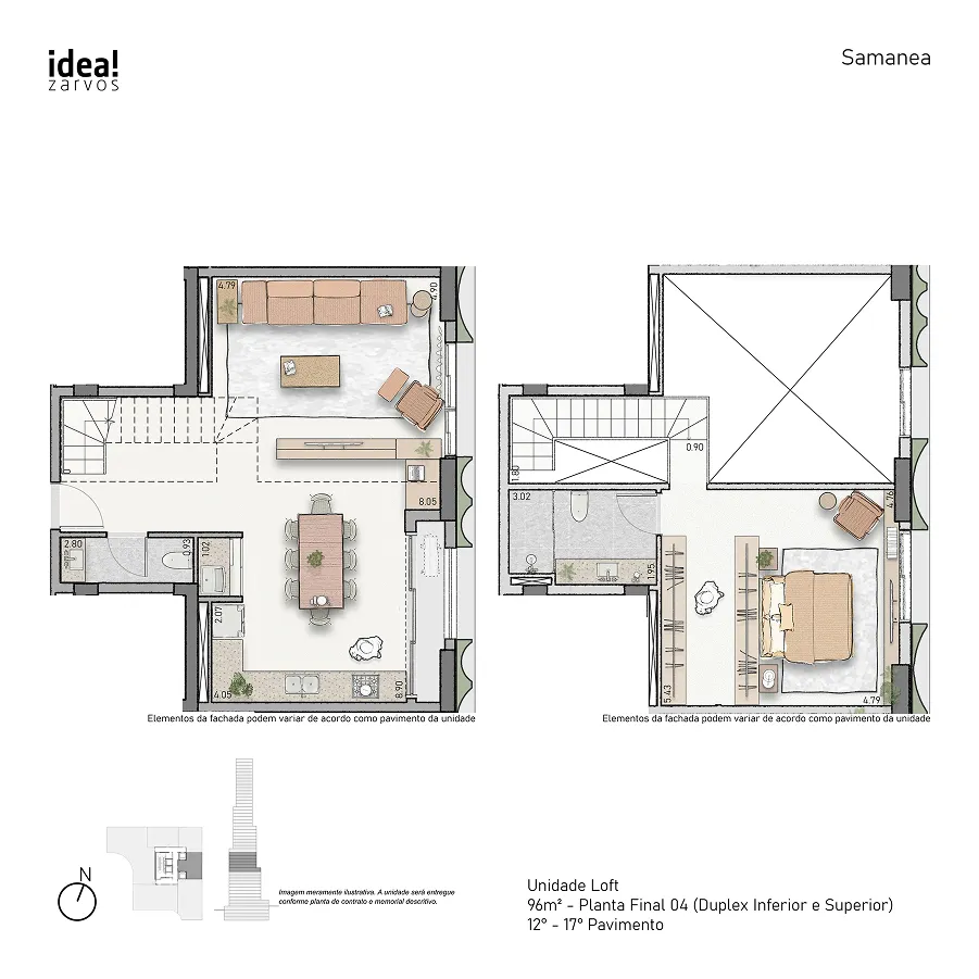 Planta Loft 96 m² 96m² - Loft Final 04 · 12º - 17º Pavimento